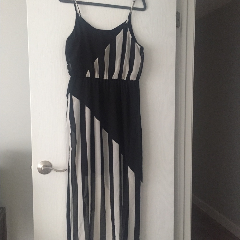 Black and white asymmetrical dress